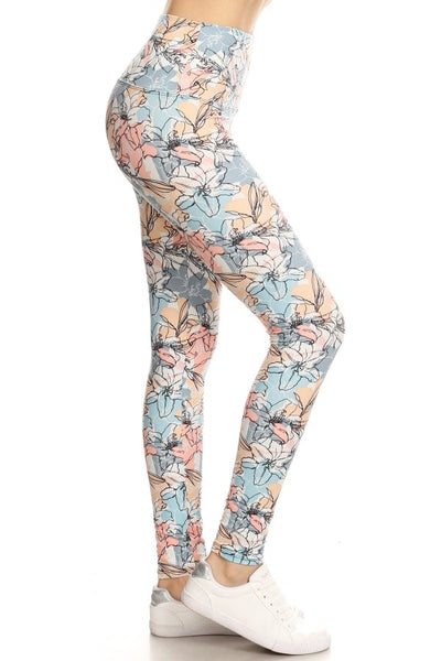 Yoga Waist 5 Inch Pastel Flowers Print Leggings – CELEBRITY LEGGINGS