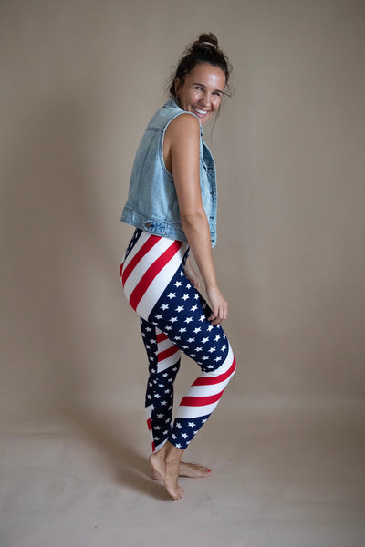 Girls Leggings, American Flag Leggings