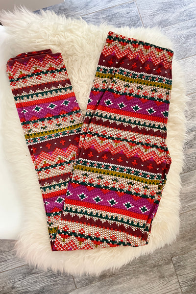 Nordic Fair Isle jacquard-knit merino wool leggings