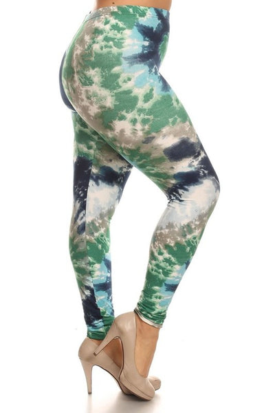 Buttery Smooth Red and Blue Tie Dye High Waisted Leggings - Plus