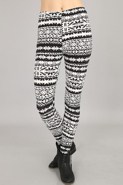Just One Women's Black and White Snowflake Leggings 
