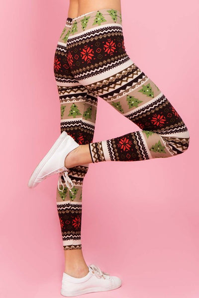 Buttery Smooth Snowflakes and Reindeer Christmas Leggings