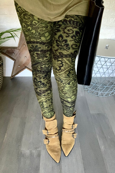 Olive/Burgundy Lace Print Leggings – CELEBRITY LEGGINGS