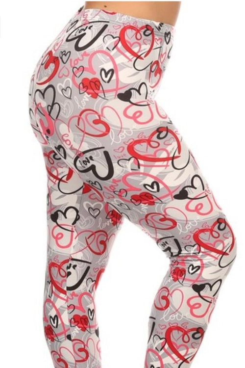 Hearts Love Print Leggings