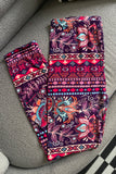 Purple/Pink/Blue Paisley Boho Print QUEEN SIZE Leggings