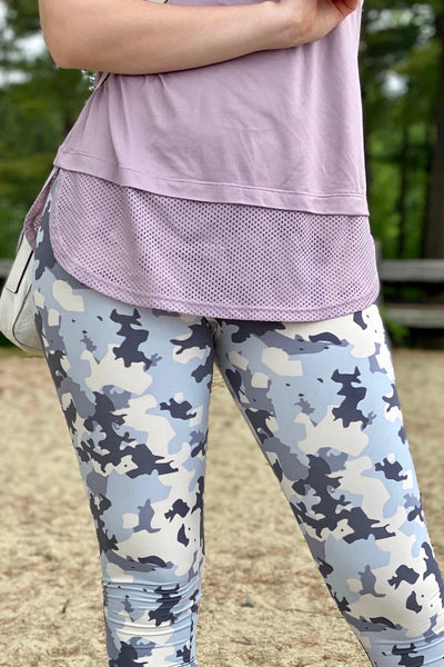 Baby Blue/Gray Army Print QUEEN SIZE Leggings