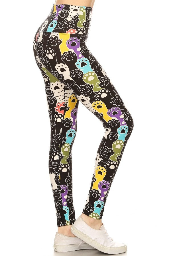 Yoga Waist 5" Paw Print Print Leggings