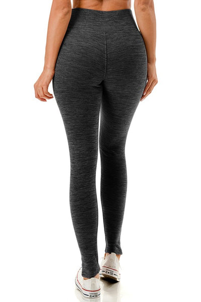 Solid Color 5" Yoga Waist Fleece Lined Thermal Leggings (S/M, L/XL)