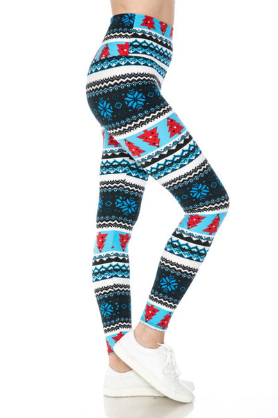Kids Girls Snowflake Printed Full Length Fashion Christmas Leggings pants