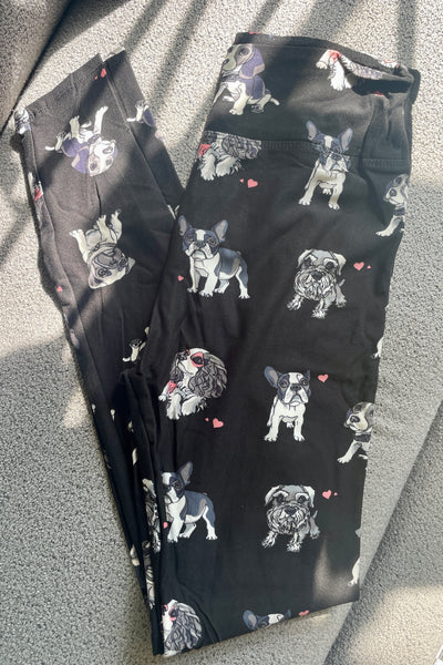 Yoga Waist 3" Dog Print Leggings Leggings