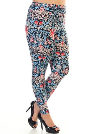 Paisley Bouquet Boho Print QUEEN SIZE Leggings