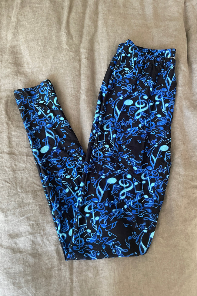 Yoga Waist 3" Music Notes Print Buttery Soft Leggings