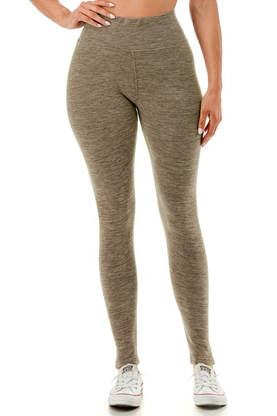 Solid Color 5" Yoga Waist Fleece Lined Thermal Leggings (S/M, L/XL)