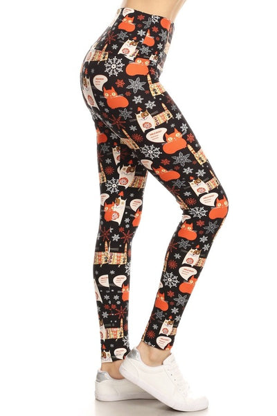 Yoga Waist (5") Cat Print Leggings