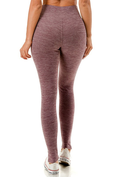 Solid Color 5" Yoga Waist Fleece Lined Thermal Leggings (S/M, L/XL)