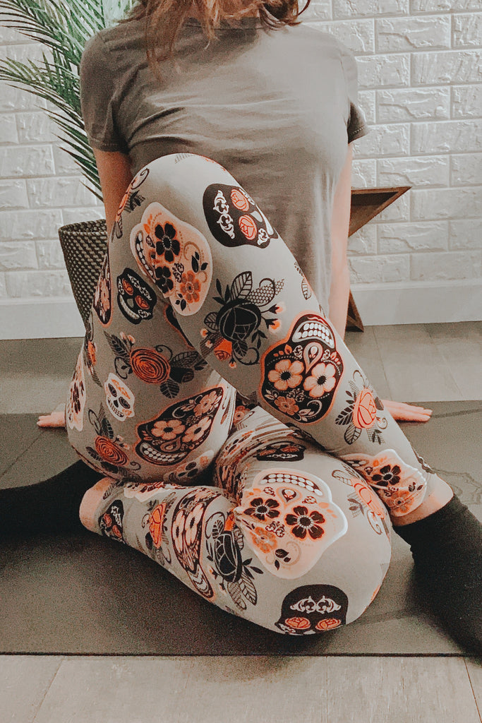 Grey/Orange Sugar Skull Print QUEEN SIZE Leggings – CELEBRITY LEGGINGS